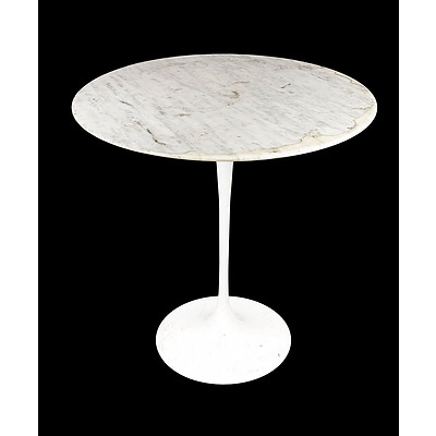 Genuine Eero Saarinen Marble and Metal Based Tulip Table Manufactured by Knoll