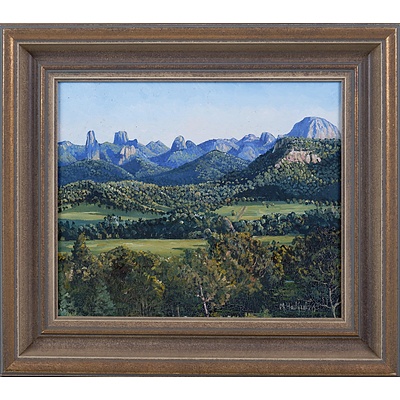 Margaret Hadfield, Warrumbungle National Park, From Hillside Near Camp Blackman, Oil on Canvasboard