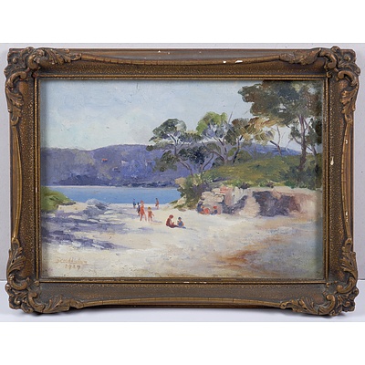 D. C. Middleton, Untitled (Beach Scene) 1929, Oil on Canvas