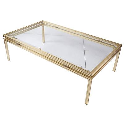 Pierre Vandel Gold Aluminium and Glass Coffee Table