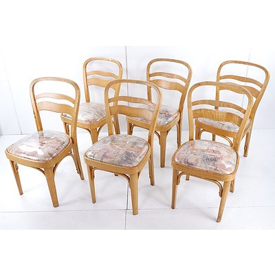 Set Six Vintage Polish Beechwood Bentwood Dining Chairs