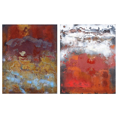 Claire Primrose (20th Century), Urban Tide, Mixed Media on Canvas (Diptych)