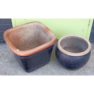 Two Glazed Garden Pots