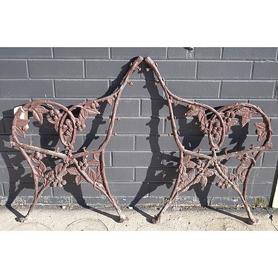 Pair of Vintage Cast Alloy Garden Bench Ends