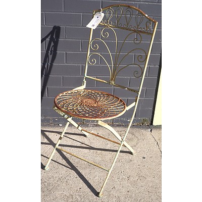Vintage Folding Wrought Iron Garden/Patio Chair