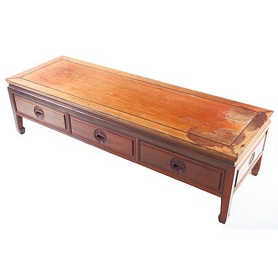Chinese Rosewood Coffee Table with Three Drawers