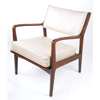 Mid Century Blackbean Armchair with Leather Upholstery - Manufactured by Decro Pty Ltd