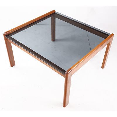 Retro Coffee Table with Smoked Glass Top - Possibly Tessa