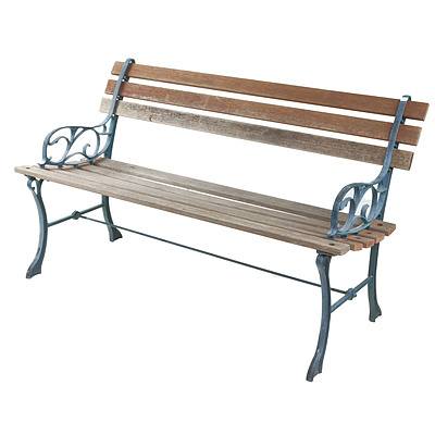 Vintage Garden Bench with Metal Ends and Timber Slats