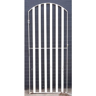 Large Vintage White Painted Wrought Iron Gate