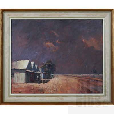 Robert Lovett (born 1930), Oodnadatta, Oil on Board, 43 x 54 cm 