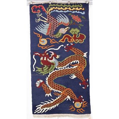 Chinese Hand Knotted Thick Wool Rug with Phoenix and Dragon Design