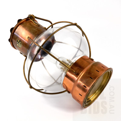 Vintage DHR Brass and Glass Mast Lantern