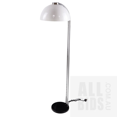 Retro Floor Lamp with White Acrylic Dome Shade