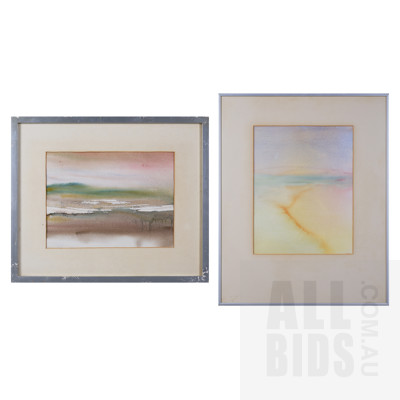 Enid Herring, Diamantina 1975 & Aurora 1975, Watercolour, each 23 x 30 cm (2)