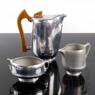 Vintage Piquet Ware Coffee Pot, Sugar Bowl and Creamer (3 items)