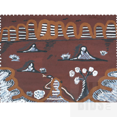 Codie Yalunga (born 1995, Kitja language group), Serpent Dreaming - Pernululu 2008, 60 x 80 cm
