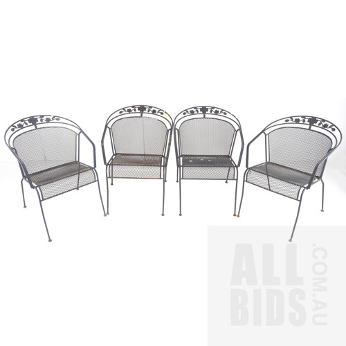 Four Stacking Metal Outdoor Garden Chairs