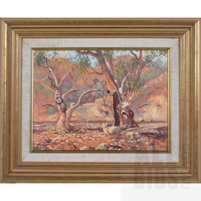 John Duncan Firth (born 1936), Parachilna Creek, South Australia, Oil on Canvas on Board, 29 x 39 cm