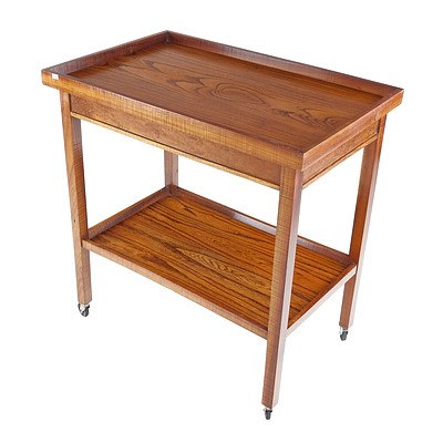 Quality Blackwood and Elm Tea Two-Tier Trolley