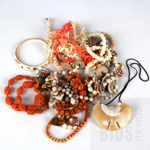 Collection of Coral, Shell and Pearl Jewellery