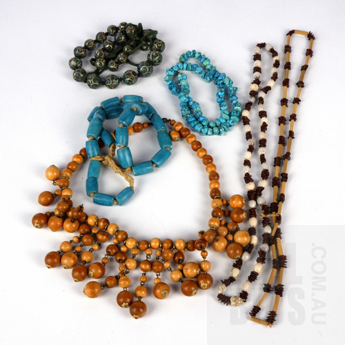 Collection of Turquoise, Turquoise Chip, Hardwood and More Necklaces