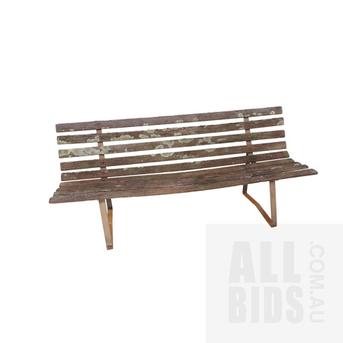 Rustic Vintage Iron Ended Timber Slatted Garden Bench