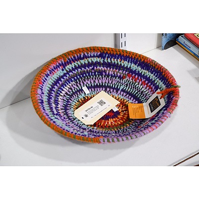 Woven Coloured Wool Basket by Dada Sampson - Ex Martumili Artists, newman, WA