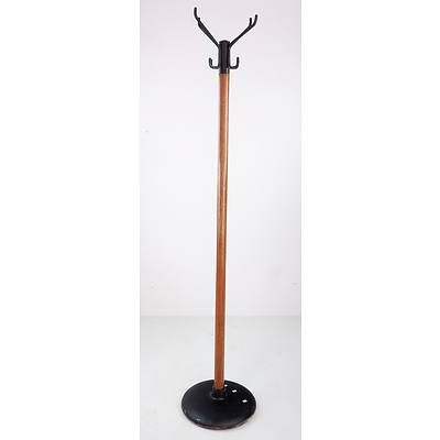 Retro Hat/Coat Stand with Cast Iron Base and Metal Top