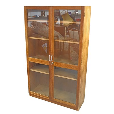 Retro Australian Blackbean Glass Door Bookcase Cabinet