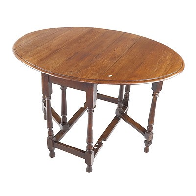Vintage Oak Oval Top Gateleg Dropside Table