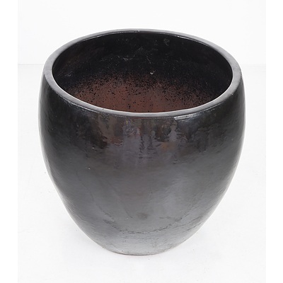 Large Black Glazed Garden Pot
