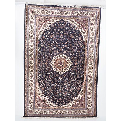 Vintage Central Persian Isfahan Hand Knotted Wool and Silk Pile Rug 