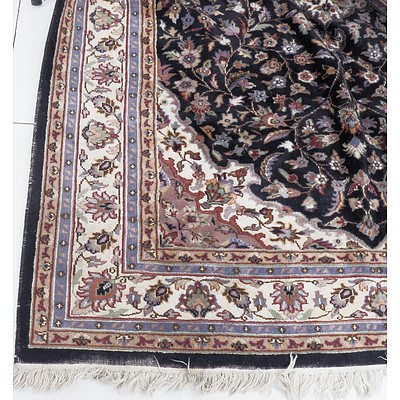 Vintage Central Persian Isfahan Hand Knotted Wool and Silk Pile Rug 