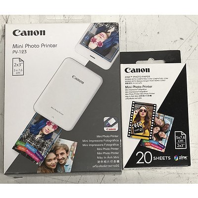 Canon (PV-123) Mini Photo Printer w/ Photo Paper