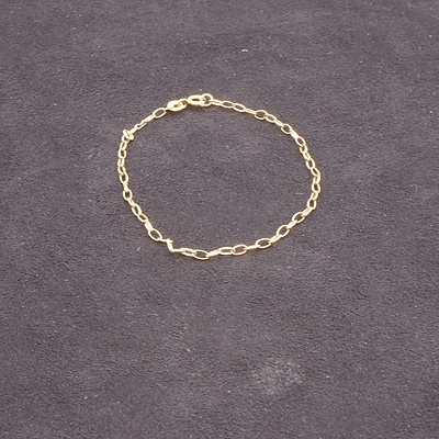 9ct Yellow Gold Curb Link Bracelet, 1g