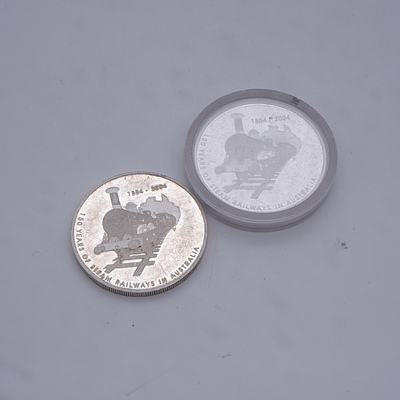 Two $5 2004 Steam Railway 150th Anniversary Silver Coins