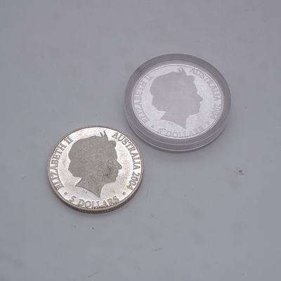 Two $5 2004 Steam Railway 150th Anniversary Silver Coins