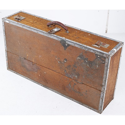 Vintage Carpenters Box with Metal Bindings and Fitted Interior