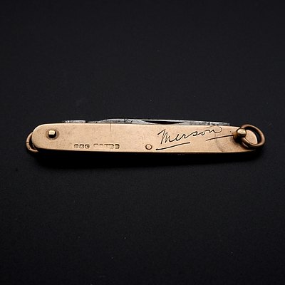 9ct Rose Gold Pocket Knife with George Wostenholm Blades