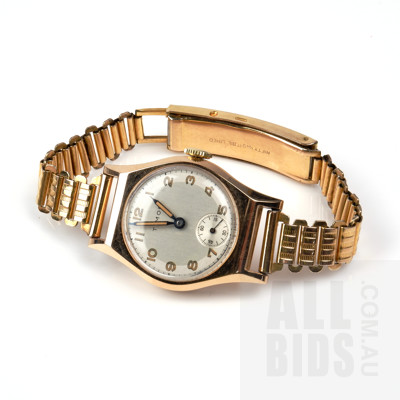Antique 9ct Rose Gold Timor Watch with a Rolled Gold Band