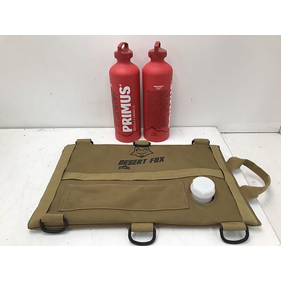 Desert Fox 3L Fuel Cell and Primus 890ml Fuel Bottles