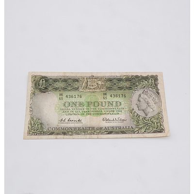 £1 1961 Coombs Wilson Australian One Pound Banknote R34 HK65436176