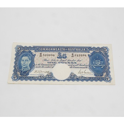 £5 1941 Armitage McFarlane Australian Five Pound Banknote R46 R41522096
