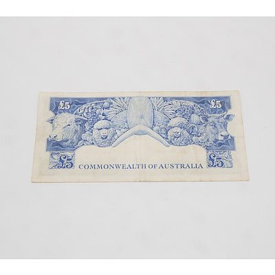 £5 1954 Coombs Wilson Australian Five Pound Banknote R49 TB05200652
