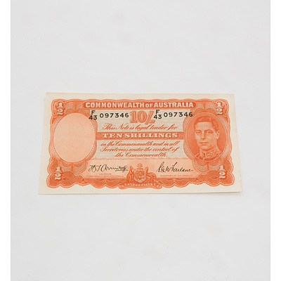 10/- 1942 Armitage McFarlane Australian Ten Shilling Banknote R13 F43097346