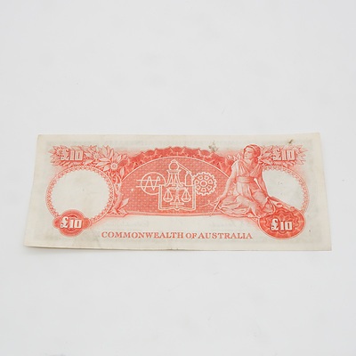 £10 1954 Coombs Wilson Australian Ten Pound Banknote R62 WA01272766
