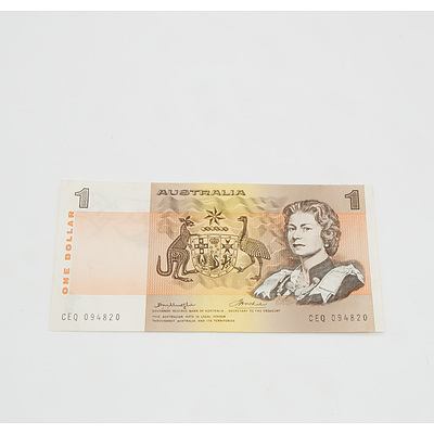 $1 1976 Knight Wheeler Australian One Dollar Banknote R76a CEQ094820