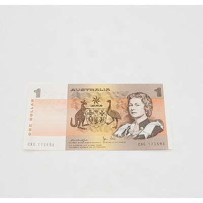$1 1977 Knight Stone Australian One Dollar Banknote R77 CXG173598