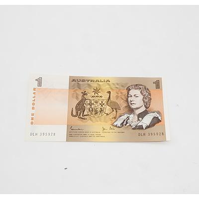 $1 1982 Johnston Stone Australian One Dollar Banknote R78 DLH395928